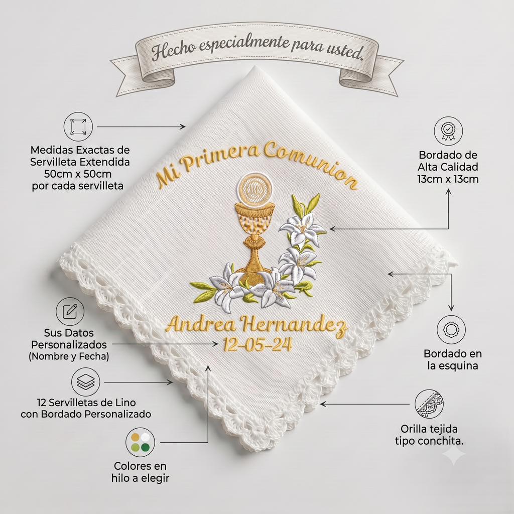 12 Servilletas Para Comunión
