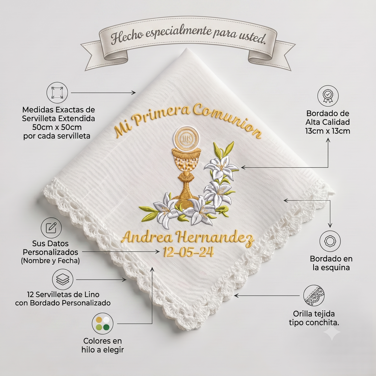 12 Servilletas Para Comunión