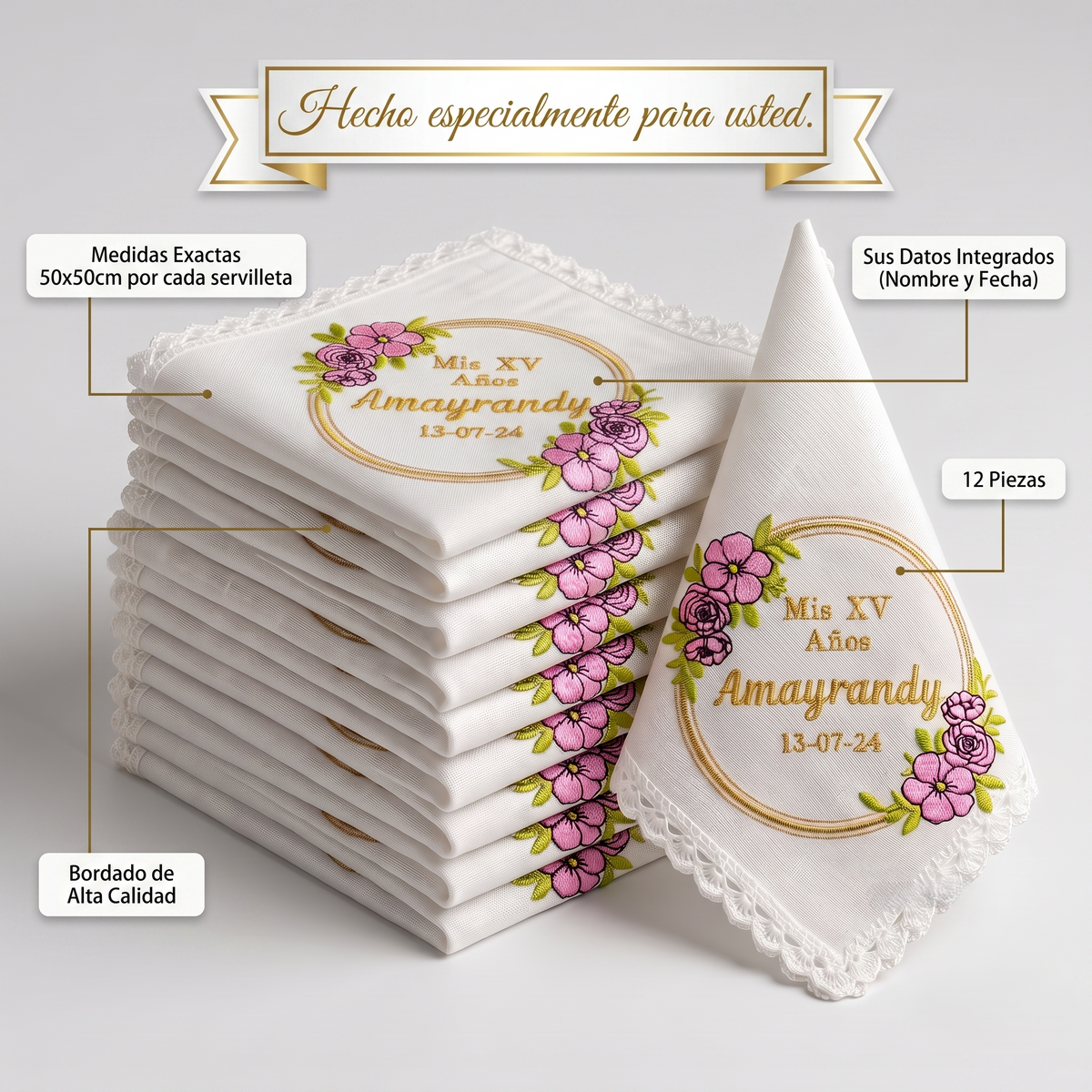 12 Servilletas Para XV Años