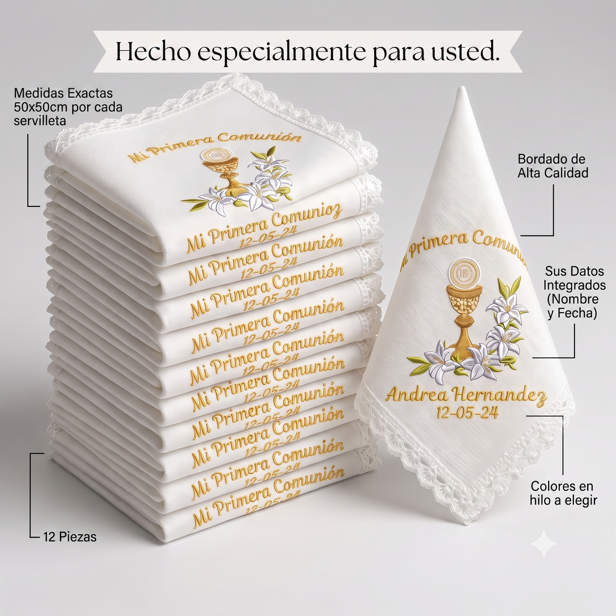 12 Servilletas Para Comunión