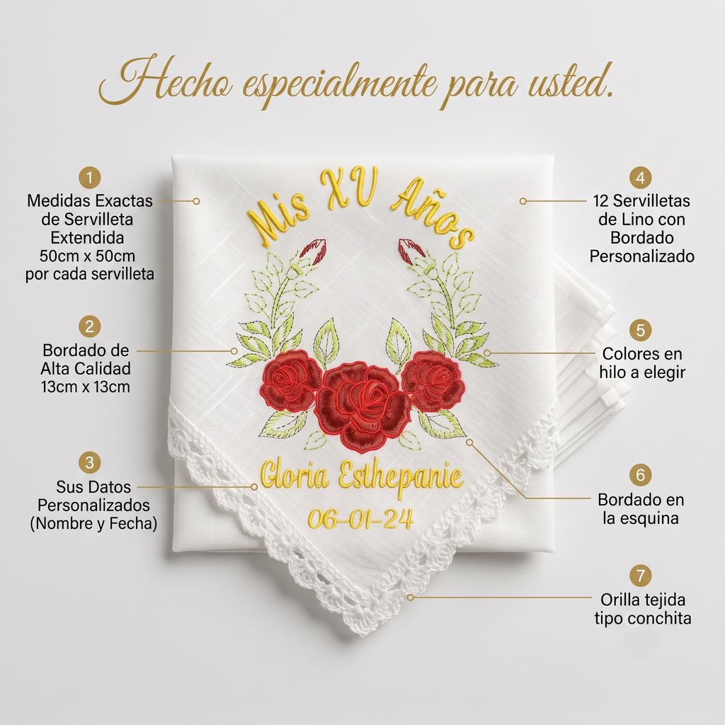 12 Servilletas Para XV Años