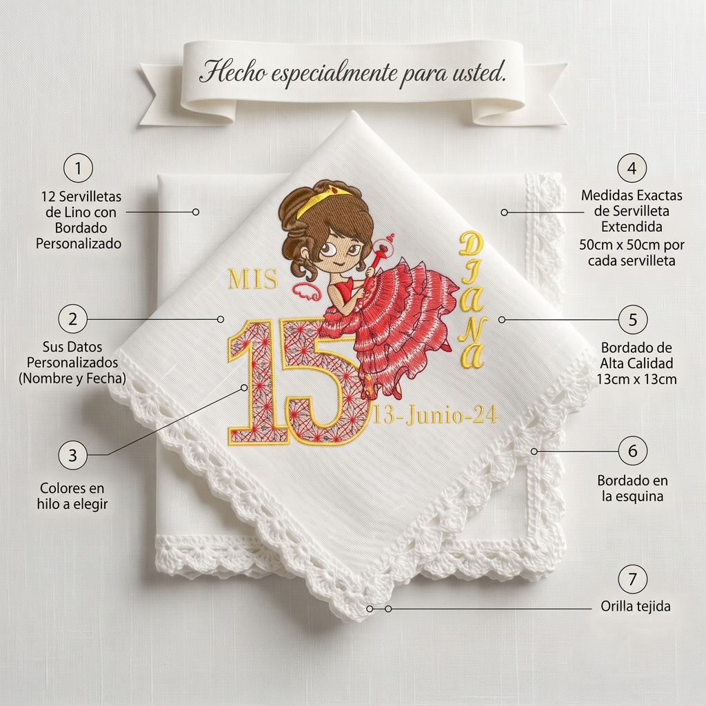 12 Servilletas Para XV Años