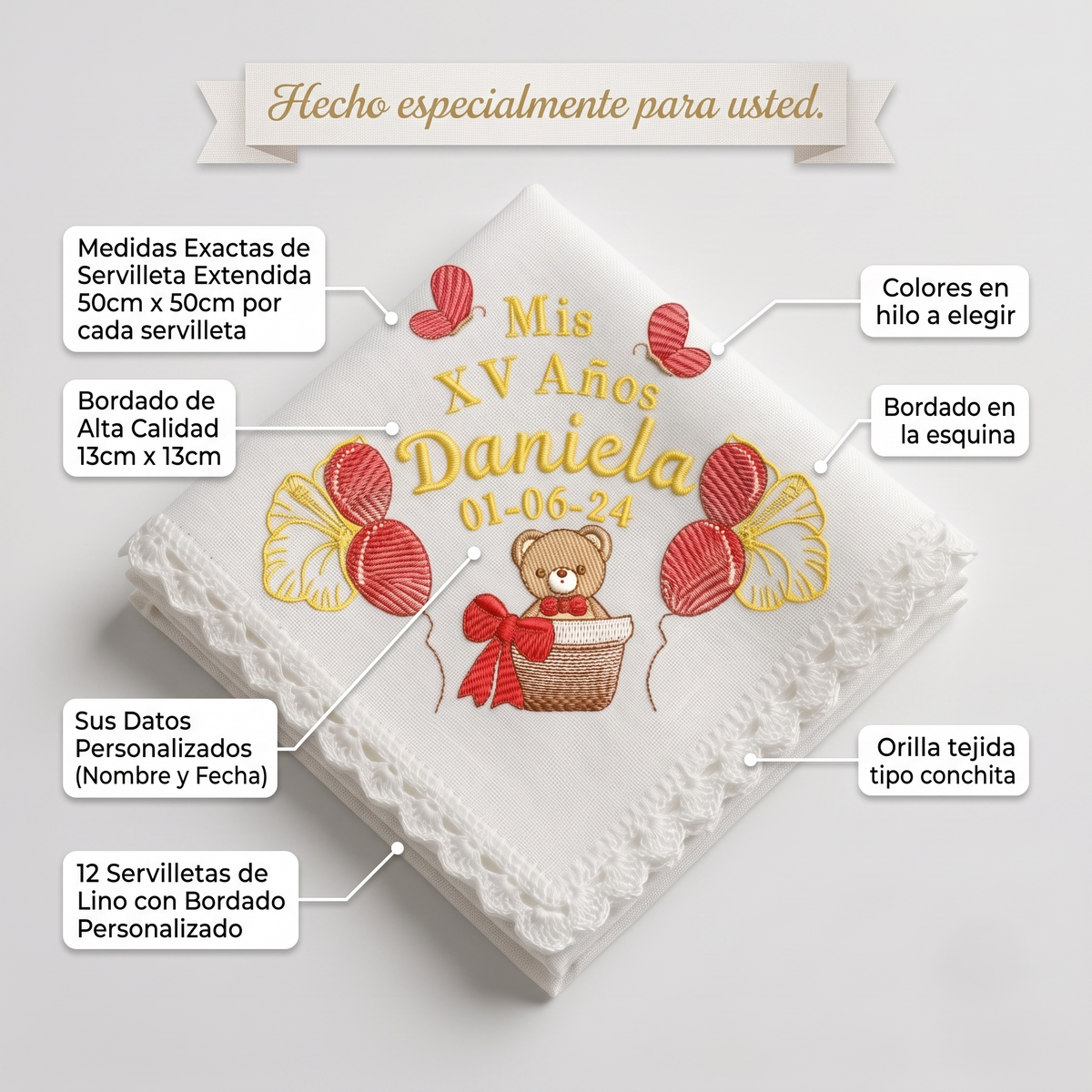 12 Servilletas Para XV Años