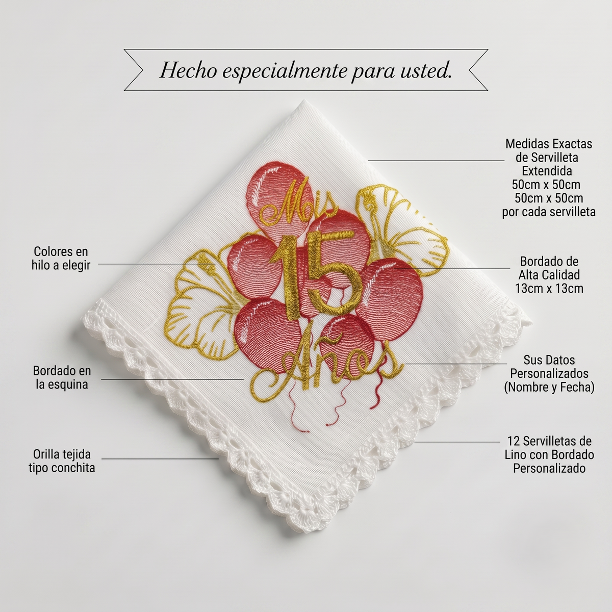 12 Servilletas Para XV Años