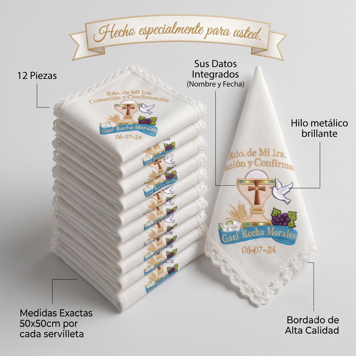 12 Servilletas Para Comunión