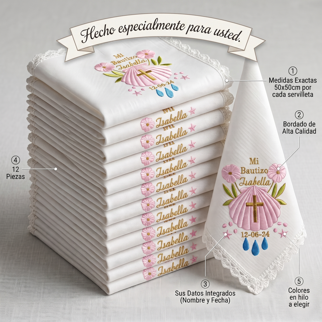 12 Servilletas Para Bautizo