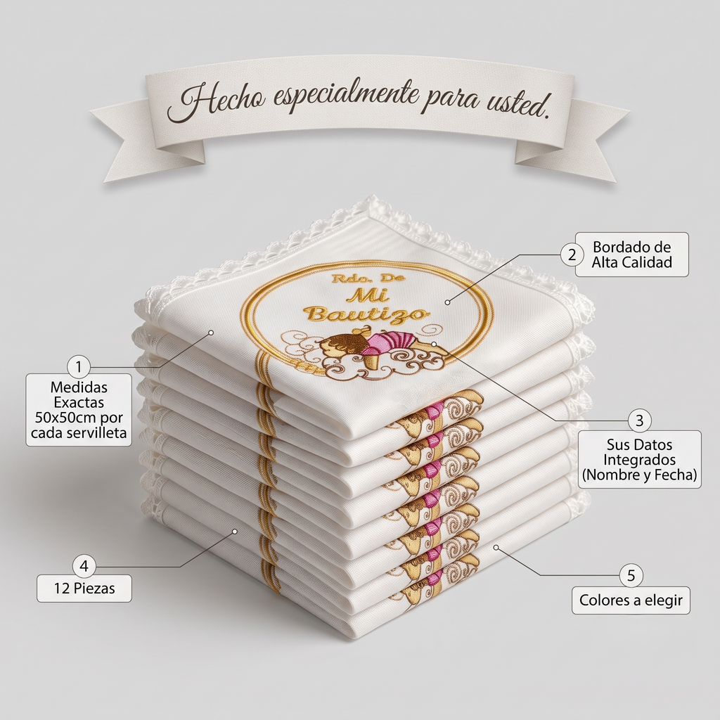 12 Servilletas Para Bautizo