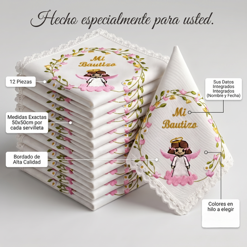 12 Servilletas Para Bautizo
