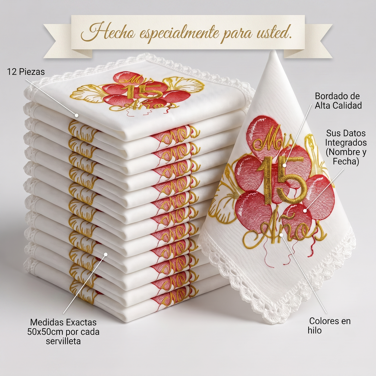 12 Servilletas Para XV Años
