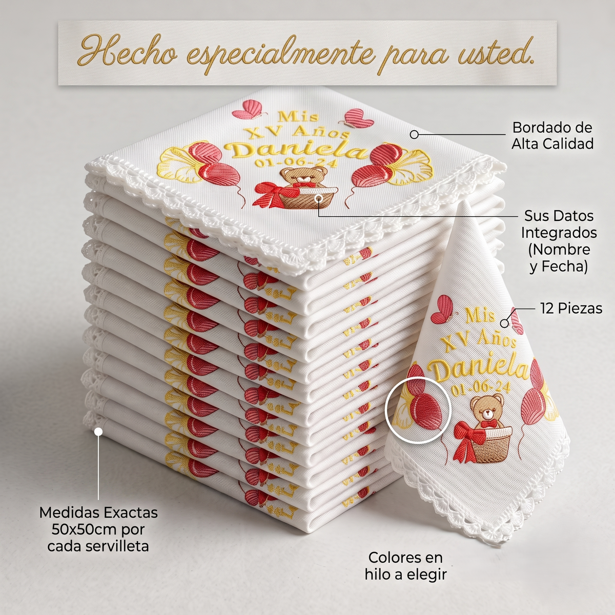 12 Servilletas Para XV Años