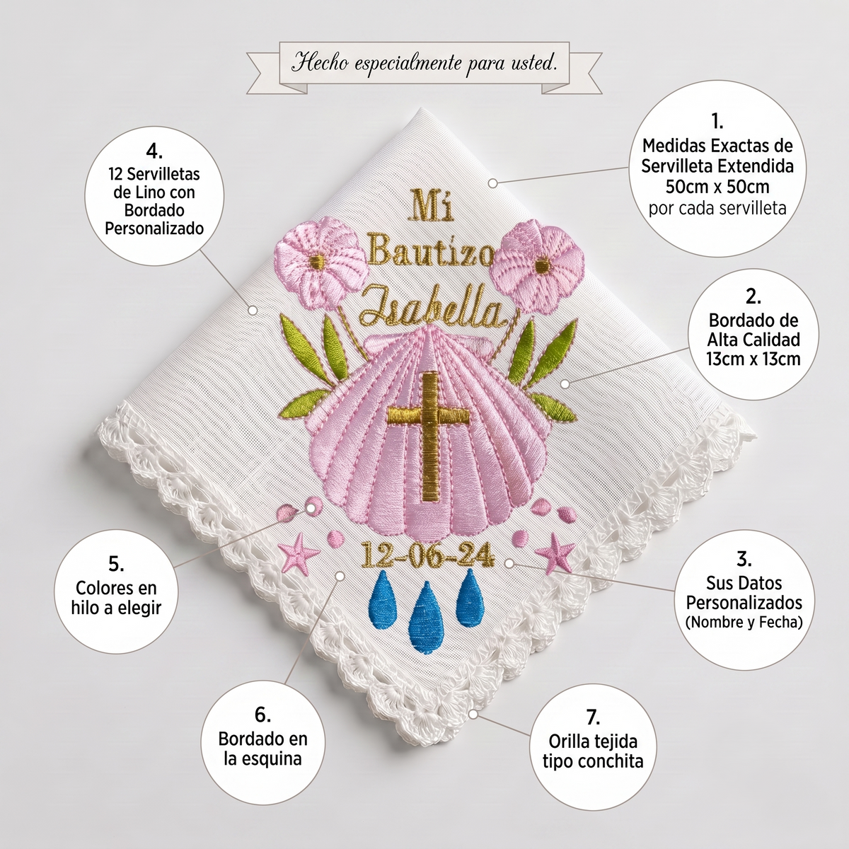 12 Servilletas Para Bautizo