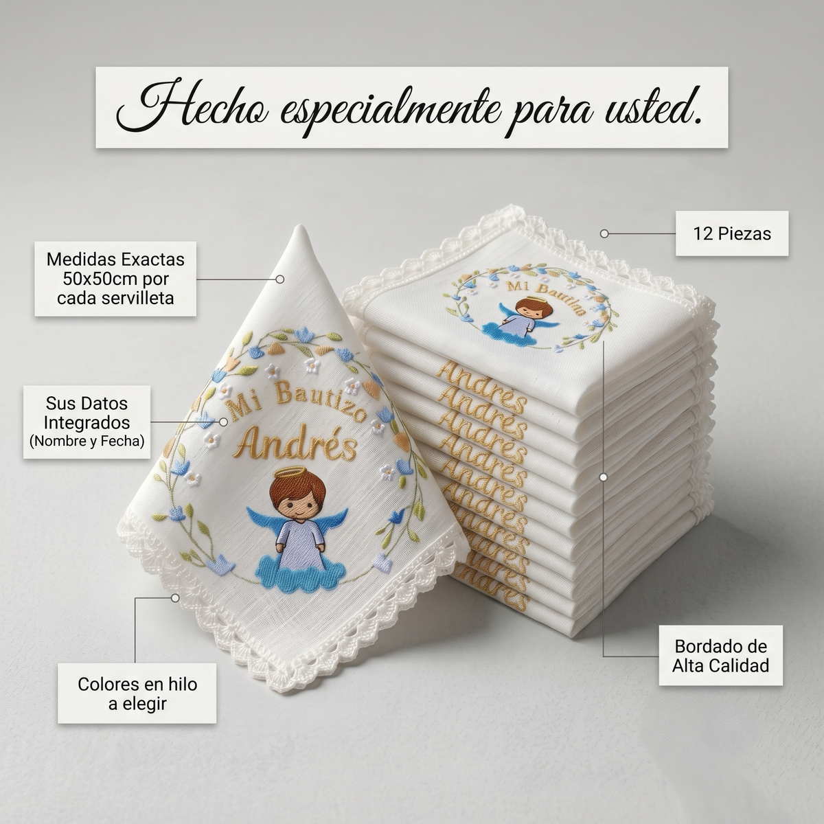 12 Servilletas Para Bautizo
