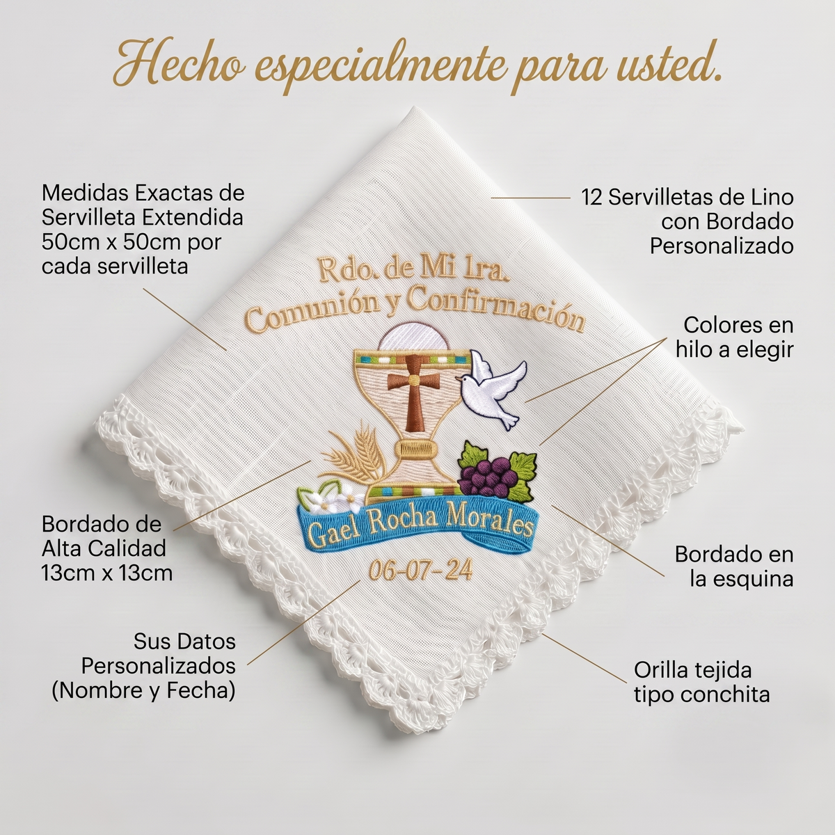12 Servilletas Para Comunión