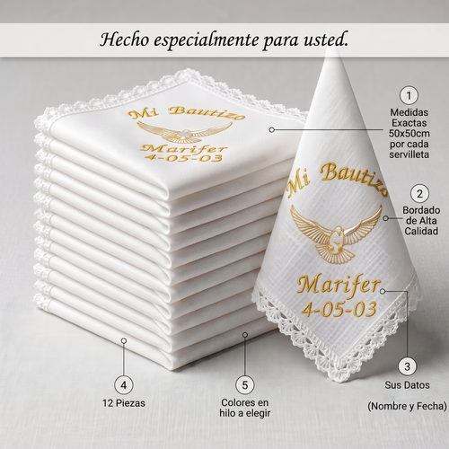 12 Servilletas Para Bautizo