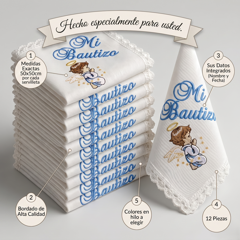 12 Servilletas Para Bautizo