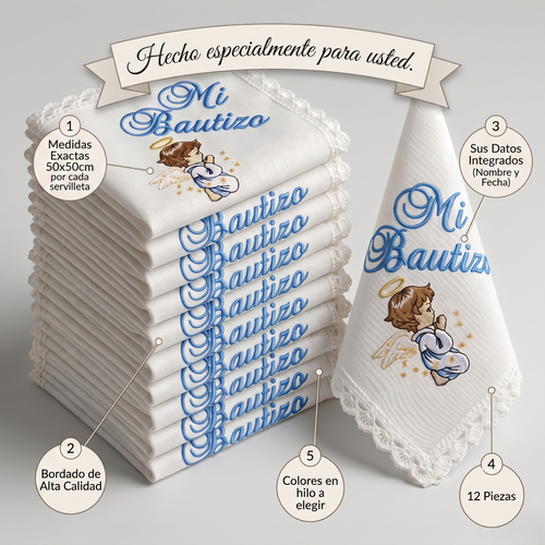 12 Servilletas Para Bautizo