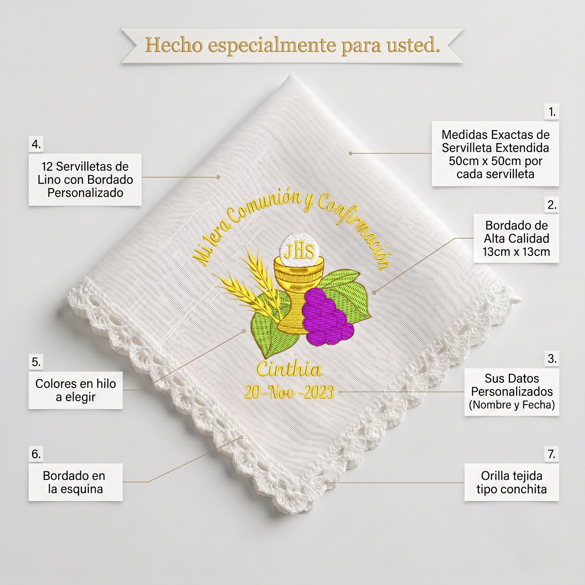 12 Servilletas Para Comunión