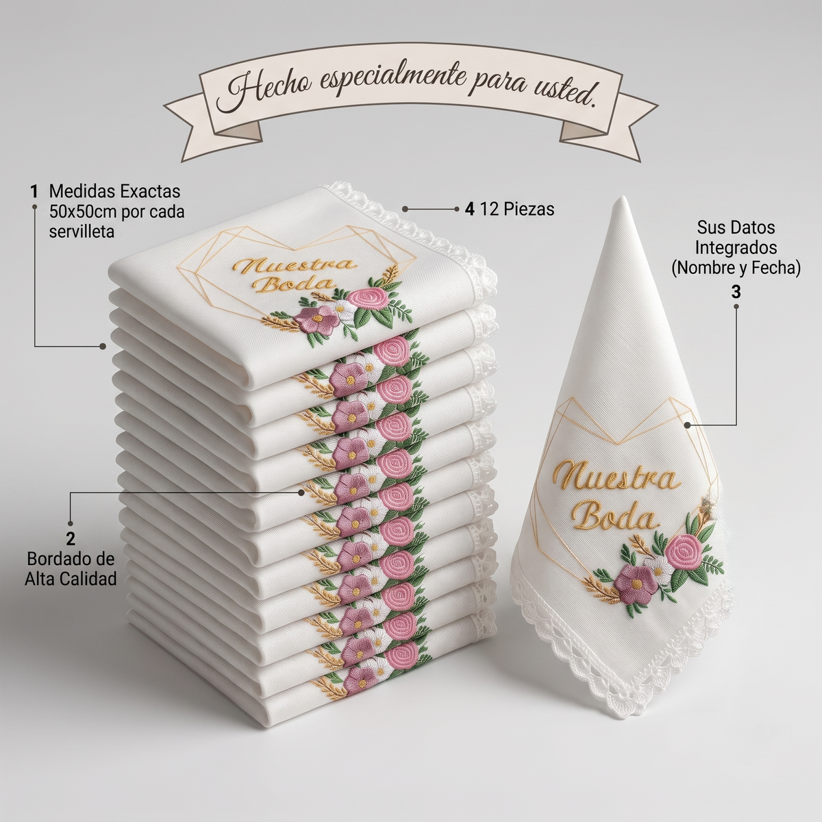 12 Wedding Napkins