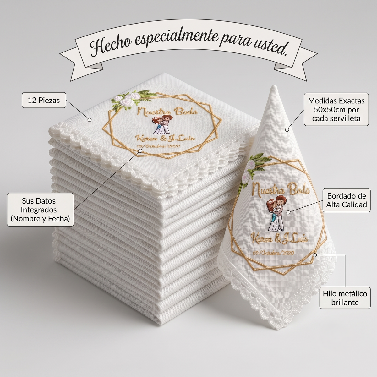 12 Wedding Napkins