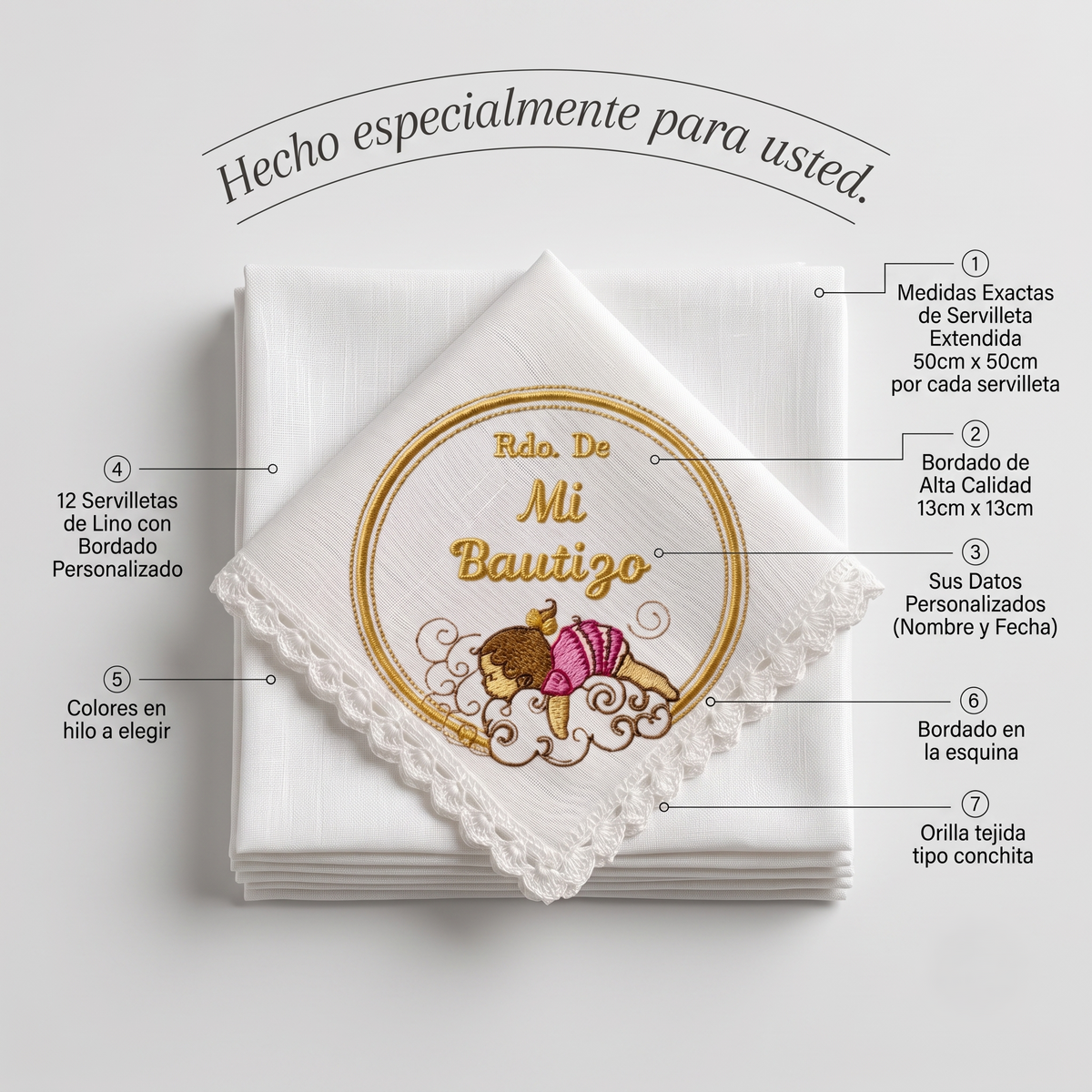 12 Servilletas Para Bautizo