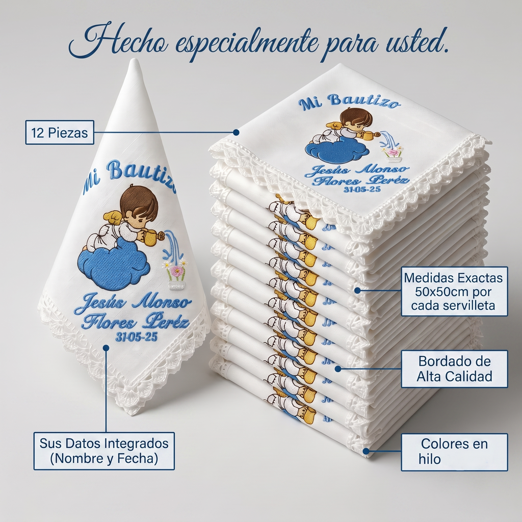 12 Servilletas Para Bautizo