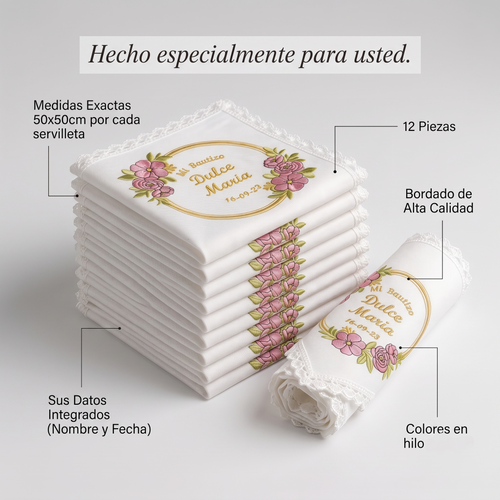 12 Servilletas Para Bautizo