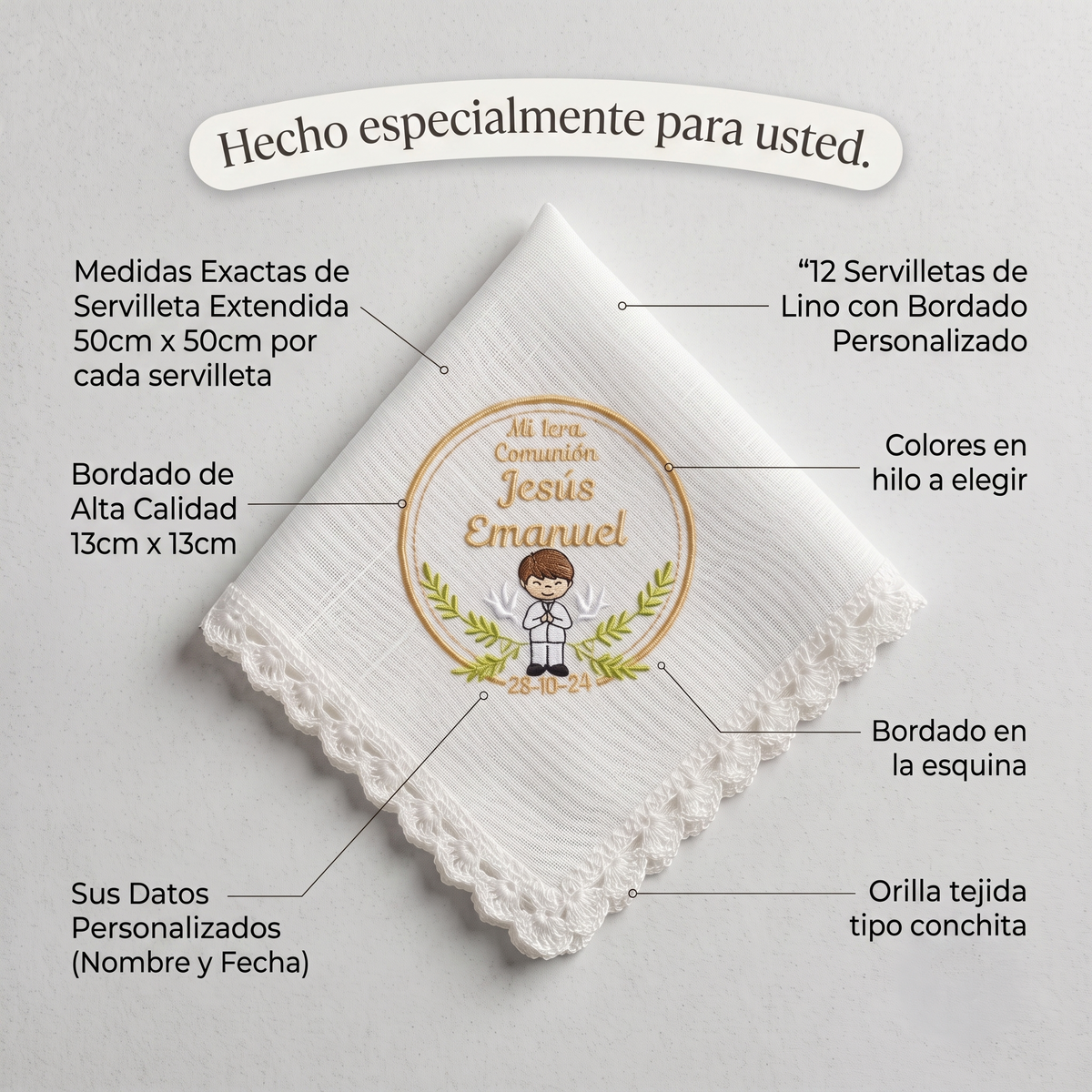 12 Servilletas Para Comunión