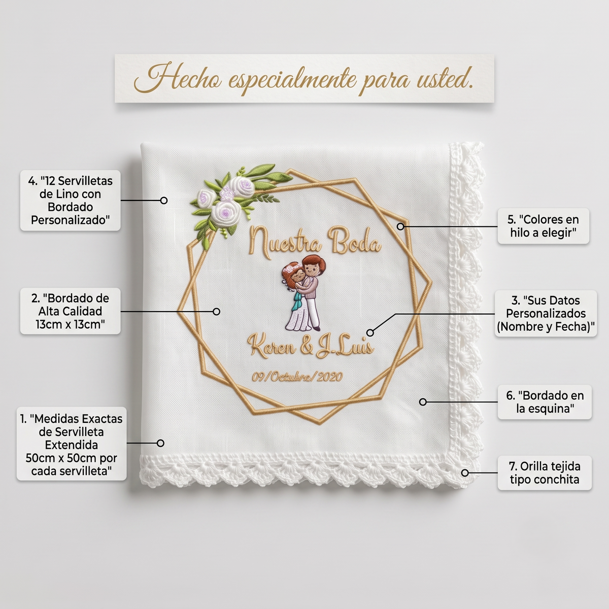 12 Wedding Napkins