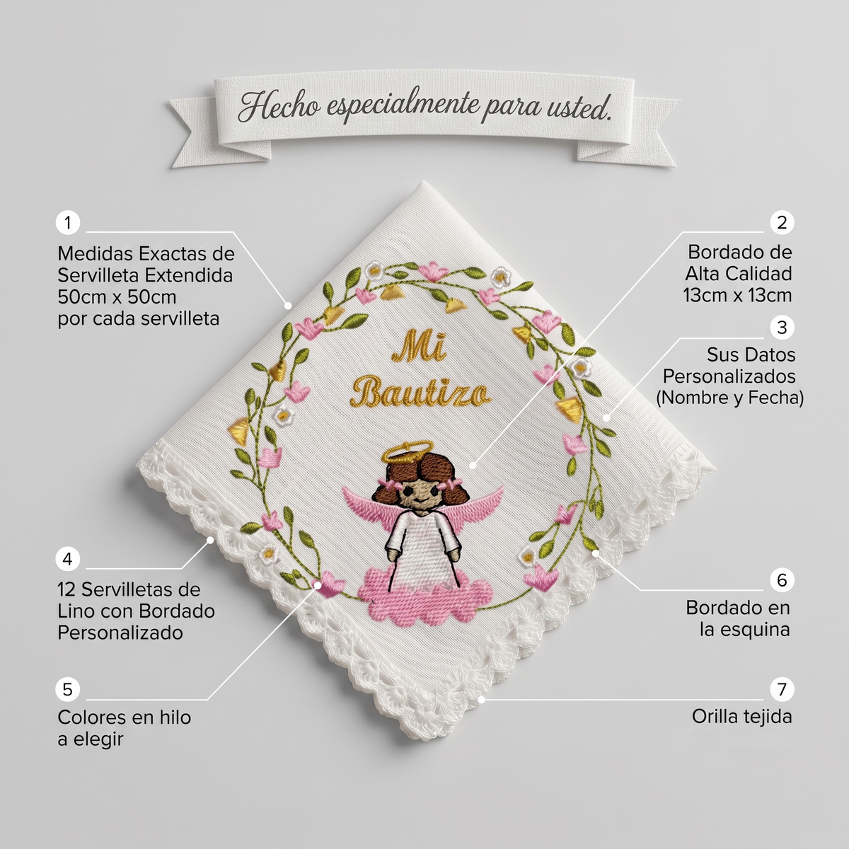 12 Servilletas Para Bautizo