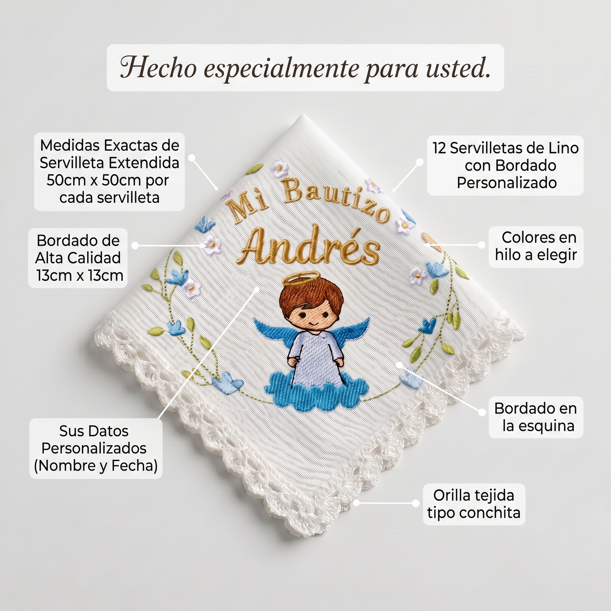 12 Servilletas Para Bautizo