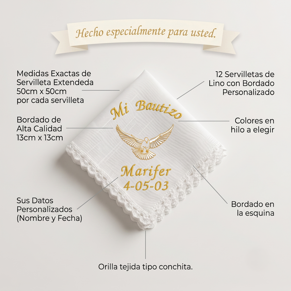 12 Servilletas Para Bautizo
