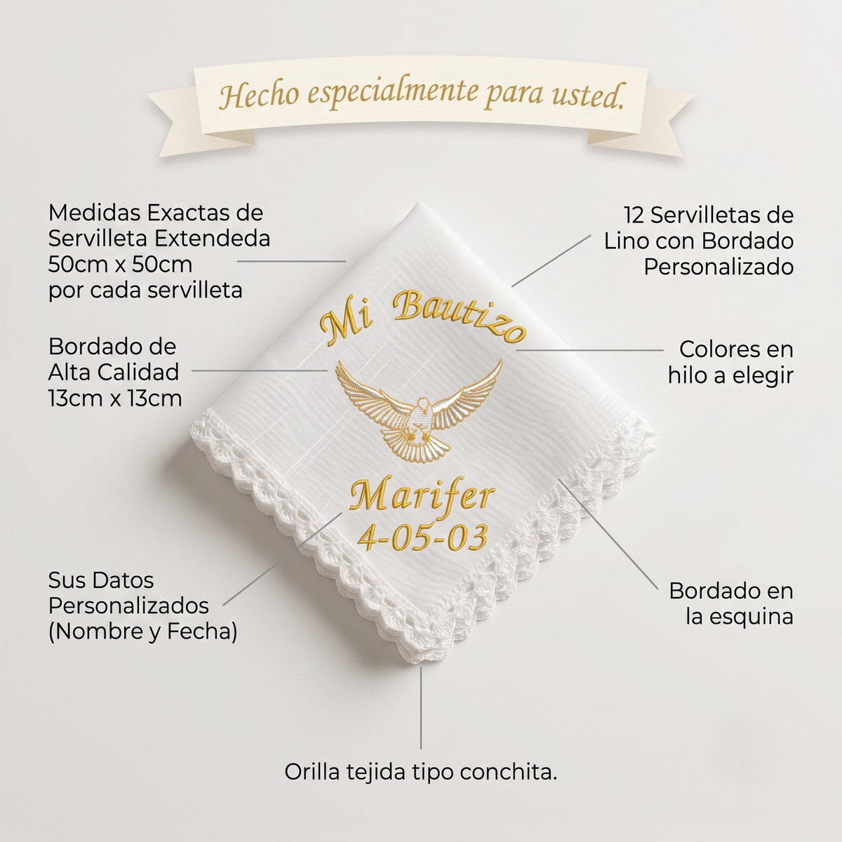12 Servilletas Para Bautizo