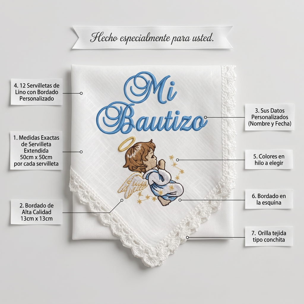 12 Servilletas Para Bautizo
