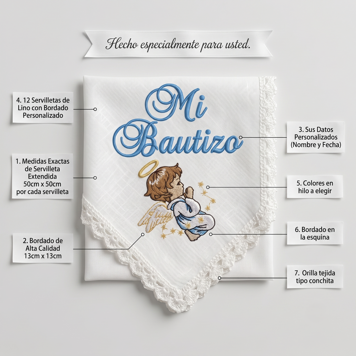 12 Servilletas Para Bautizo
