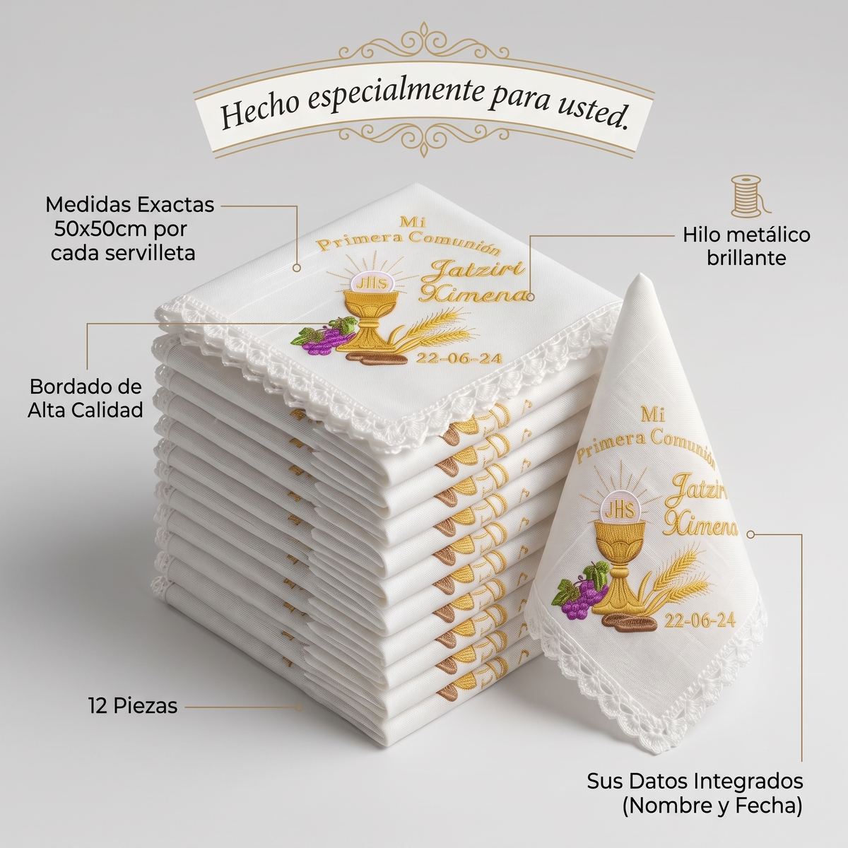 12 Servilletas Para Comunión