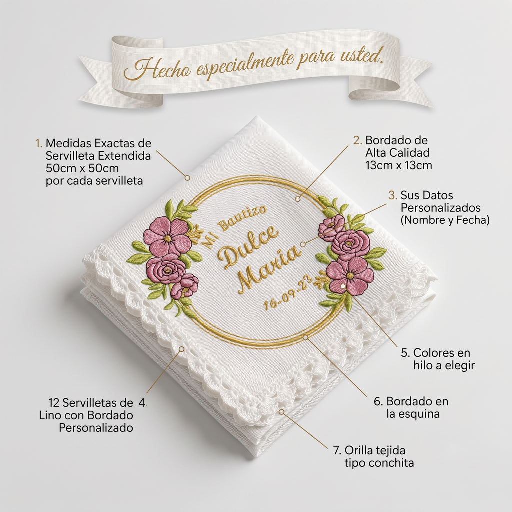 12 Servilletas Para Bautizo