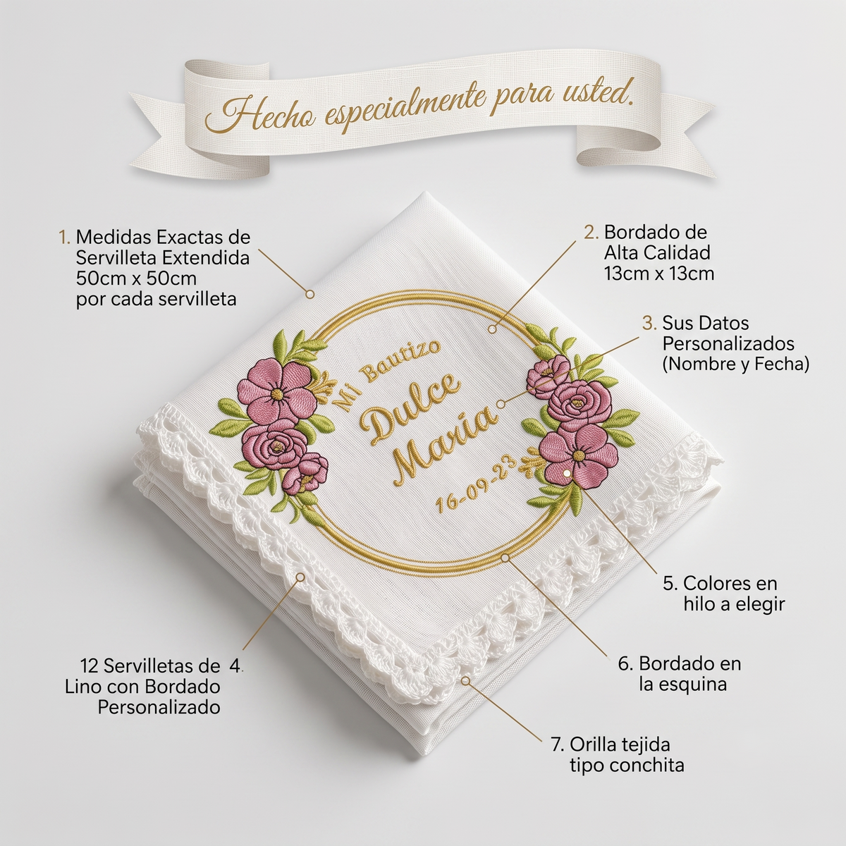 12 Servilletas Para Bautizo