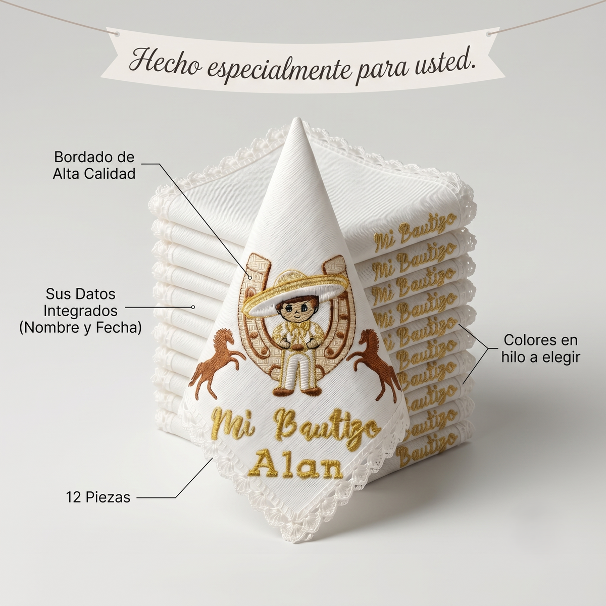 12 Servilletas Para Bautizo