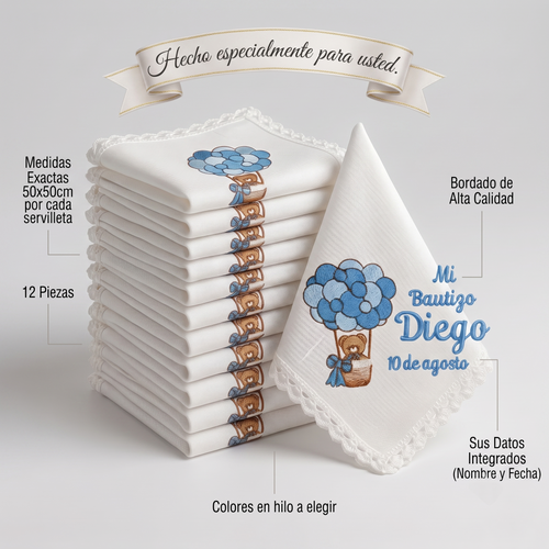 12 Servilletas Para Bautizo