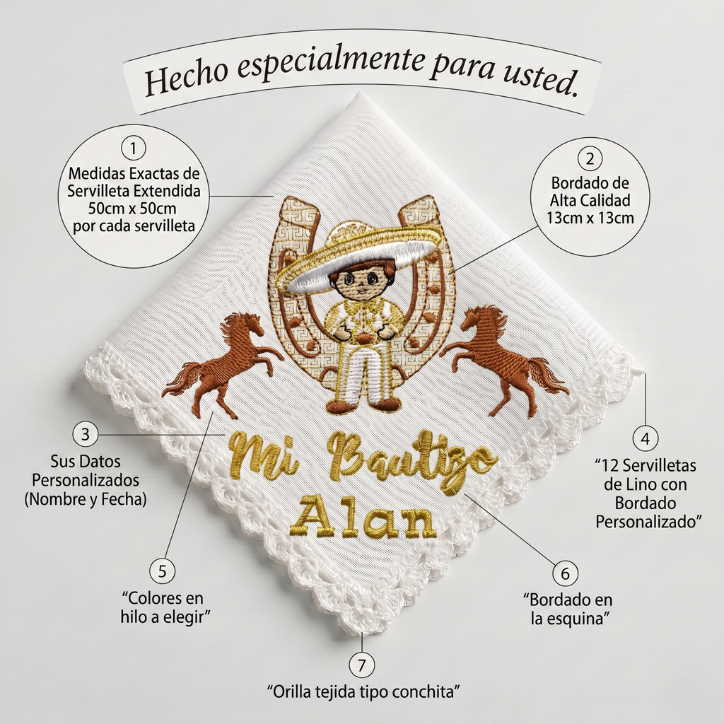 12 Servilletas Para Bautizo
