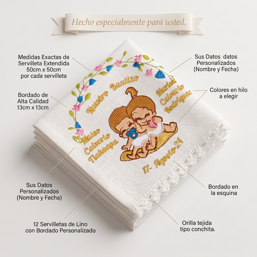 12 Servilletas Para Bautizo