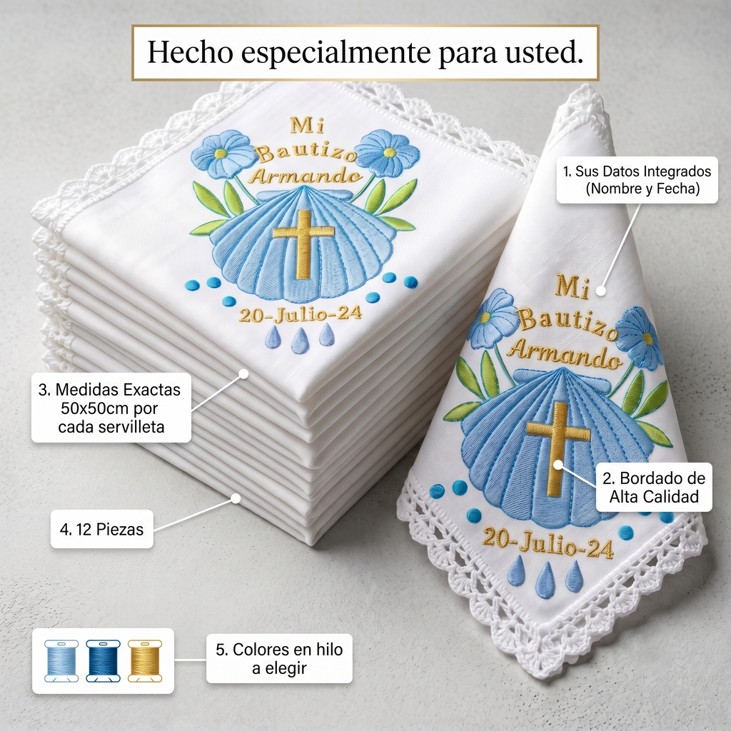 12 Servilletas Para Bautizo