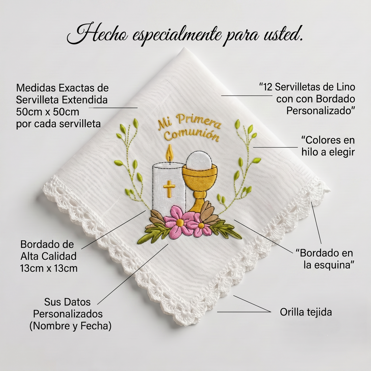 12 Servilletas Para Comunión