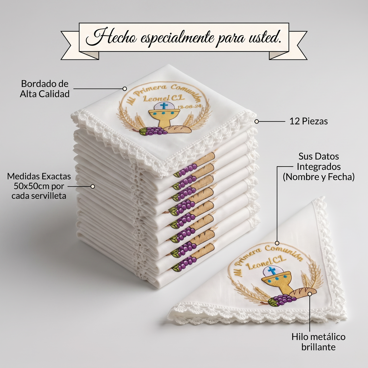 12 Servilletas Para Comunión
