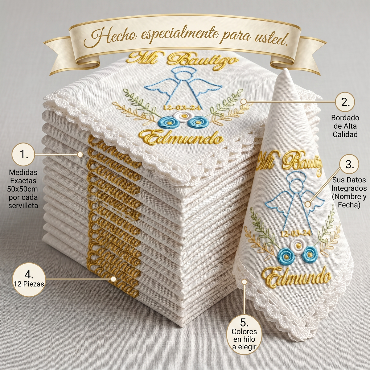 12 Servilletas Para Bautizo
