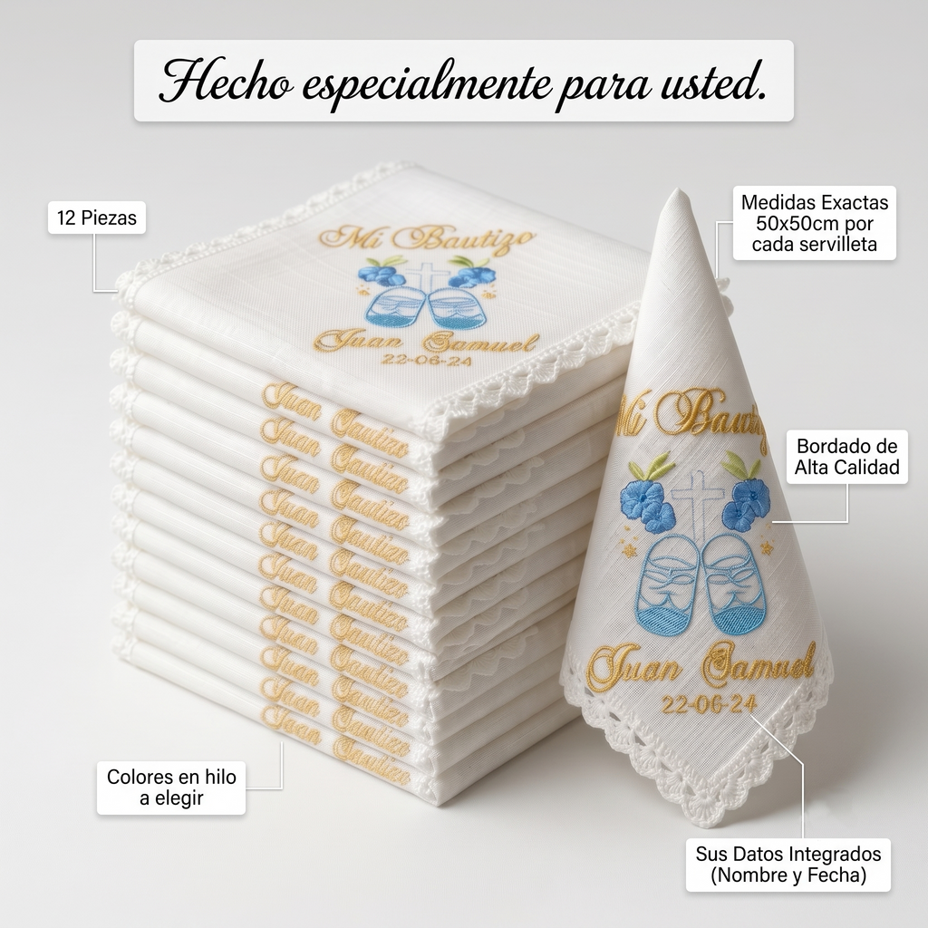 12 Servilletas Para Bautizo