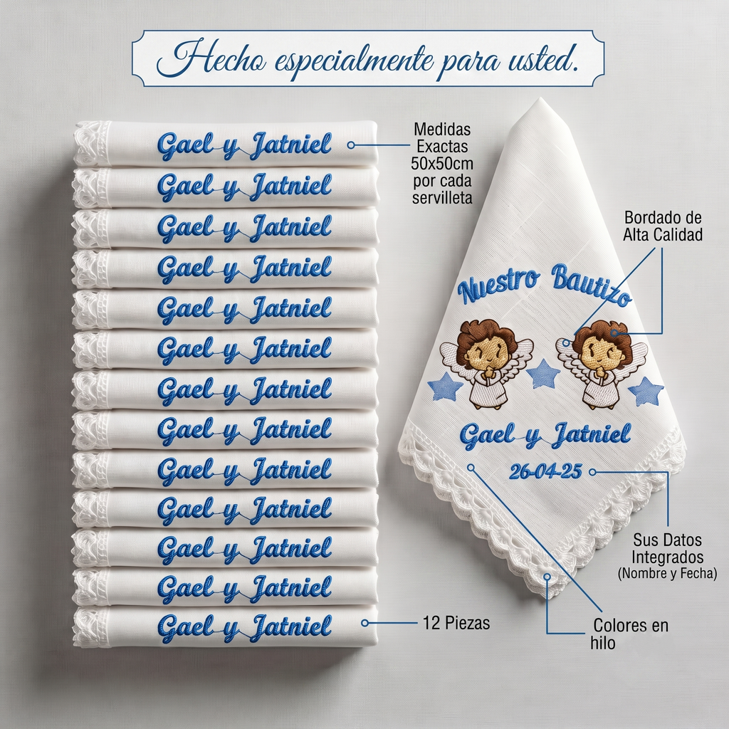 12 Servilletas Para Bautizo