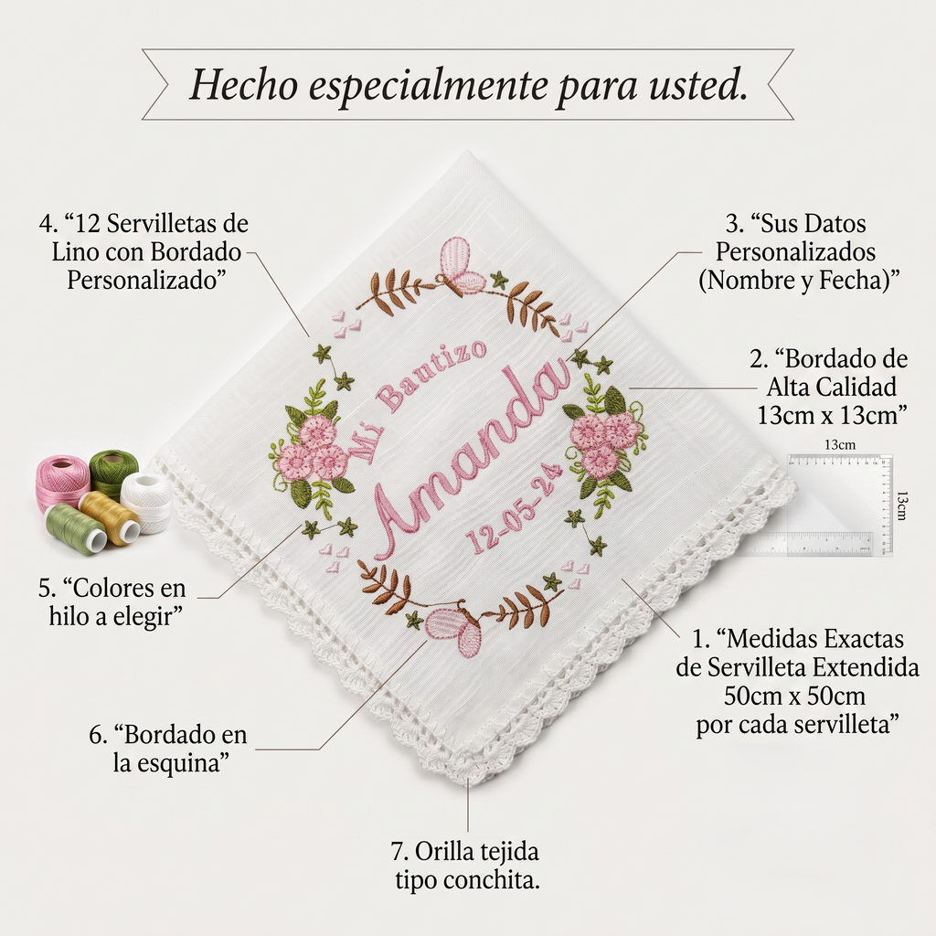 12 Servilletas Para Bautizo