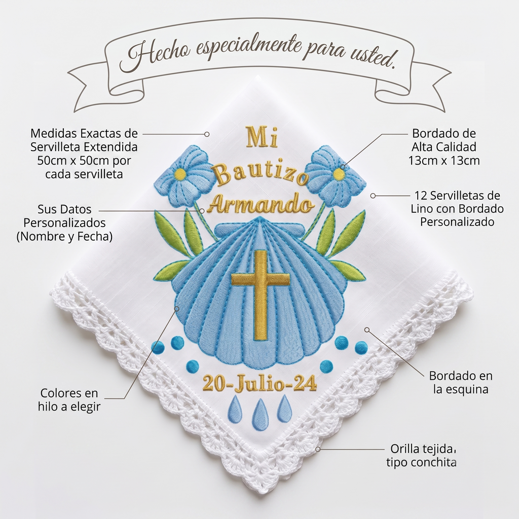 12 Servilletas Para Bautizo