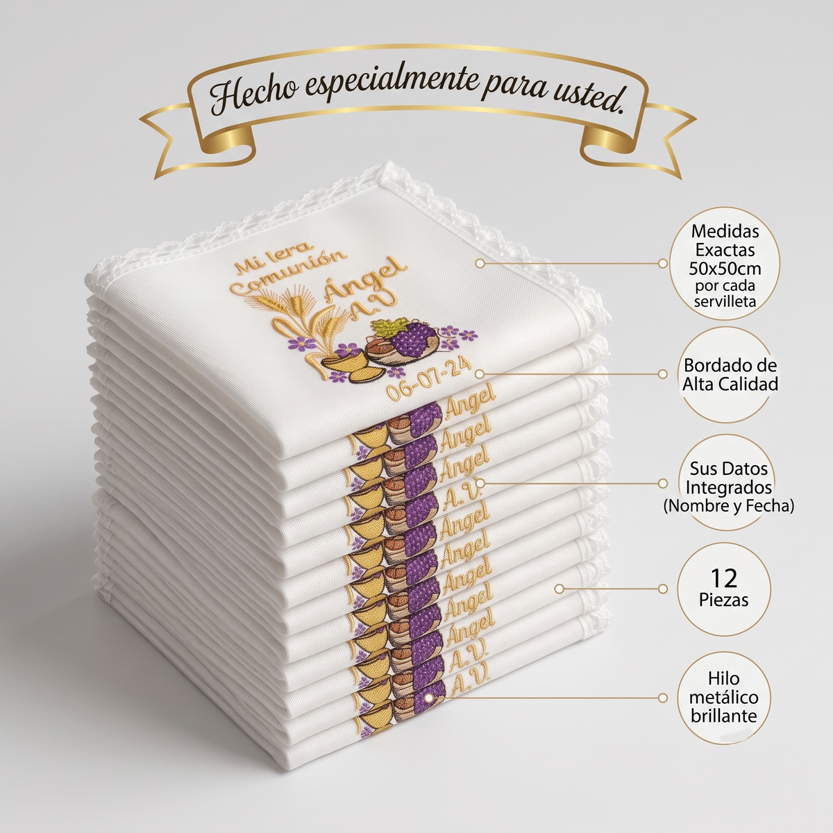 12 Servilletas Para Comunión